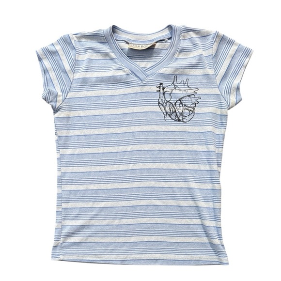 Bugle Boy Women’s Vintage striped tee with Heart Design - Picture 1 of 7